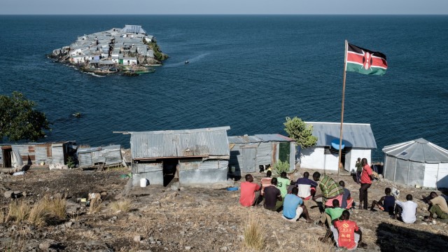 Suasana di Pulau Migingo di antara Kenya dan Uganda. (Foto: AFP/YASUYOSHI CHIBA)