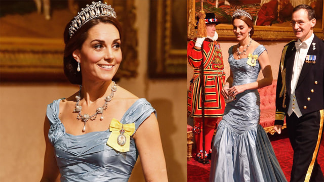 Kate Middleton mengenakan tiara favorit Putri Diana, Lover's Know Tiara. (Foto: Instagram @kensingtonroyal)