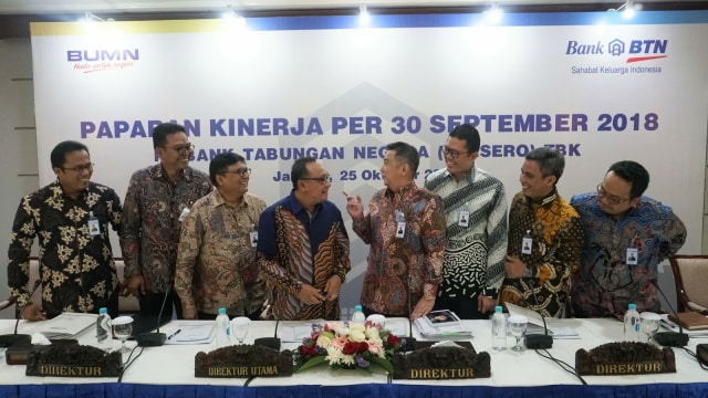 Konferensi pers Bank BTN terkait Paparan Kinerja Per 30 September 2018 di Menara Bank BTN, Jakarta, Kamis (25/10). (Foto: Nugroho Sejati/kumparan)