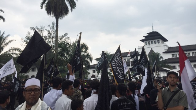Serba-serbi aksi bela tauhid di Bandung, Jumat (26/10/2018). (Foto: Iqbal Tawakal/kumparan)