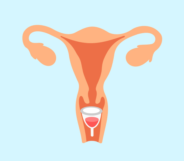 Ilustrasi menstrual cup saat berasa di dalam vagina (Foto: Shutterstock)