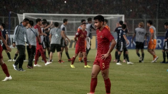 Pertandingan Timnas Indonesia vs Jepang di perempat final AFC U-19 Championship. (Foto: Iqbal Firdaus/kumparan)