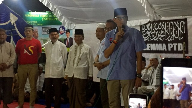 Cawapres nomor urut 02 Sandiaga Uno menghadiri deklarasi dukungan dari Gerakan Masyarakat Mahasiswa dan Alumni (Gemma) Perguruan Tinggi Dakwah Islam Indonesia (PTDI). (Foto: Fachrul Irwinsyah/kumparan)