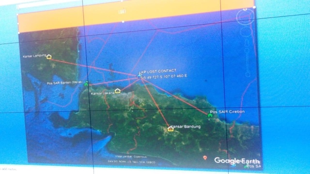 Titik kordinat diduga pesawat Lion Air hilang. (Foto: Dok. Istimewa)