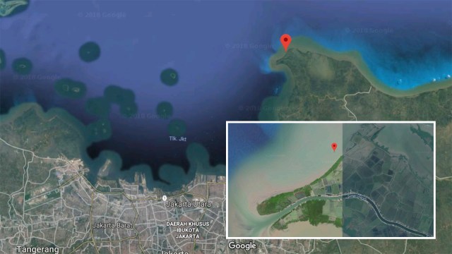 Lokasi jatuhnya pesawat Lion Air Jakarta-Pangkal Pinang (Foto: Dok. Google Maps)