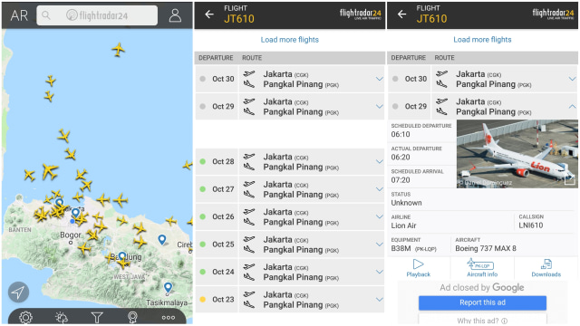 Aplikasi Flightradar24 (Foto: Flightradar24)