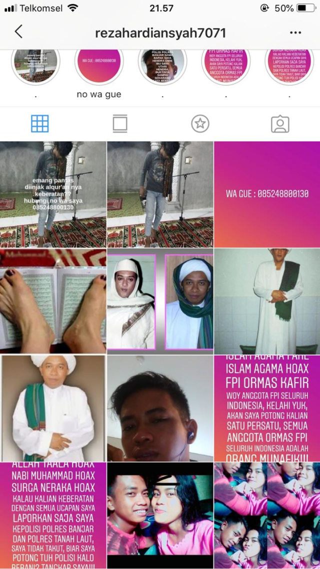 Akun Instagram milik Reza Hardiansyah. (Foto: Instagram/@rezahardiansyah7071)
