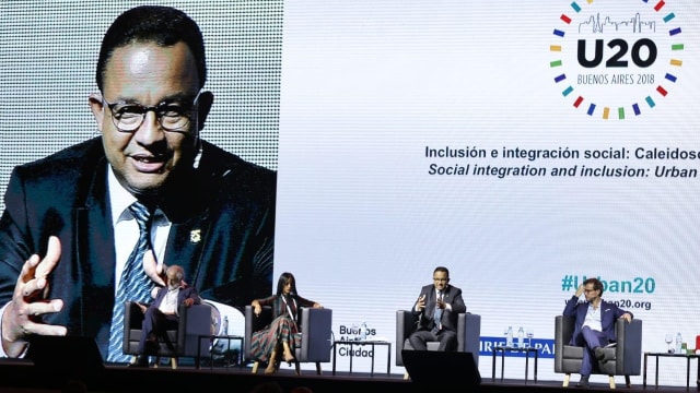 Gubernur DKI Jakarta Anies Baswedan menjadi pembicara di acara Urban 20 (U20) Global Summit di Buenos Aires, Argentina. (Foto: Dok. Diskominfotik DKI Jakarta)