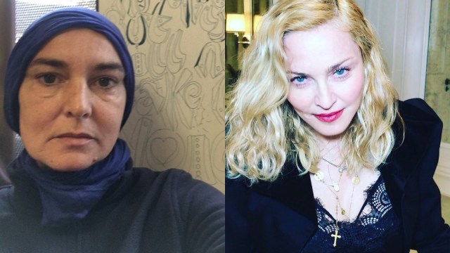 Sinead O'Connor dan Madonna. (Foto: Twitter @@MagdaDavitt77 dan Instagram @madonna)