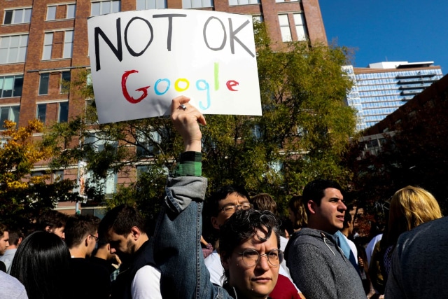 Karyawan Google Protes. (Foto: Reuters/Jeenah Moon)