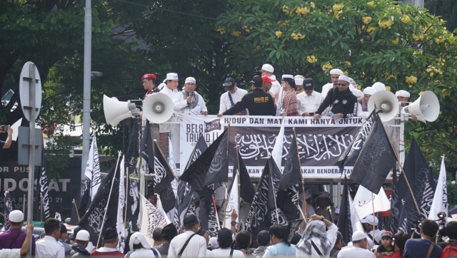 Aksi Bela Tauhid di sekitar Patung Arjuna Wiwaha, Jakarta, Jumat (2/11/2018). (Foto: Nugroho Sejati/kumparan)