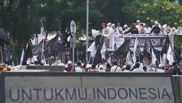 Aksi Bela Tauhid di sekitar Patung Arjuna Wiwaha, Jakarta, Jumat (2/11/2018). (Foto: Nugroho Sejati/kumparan)