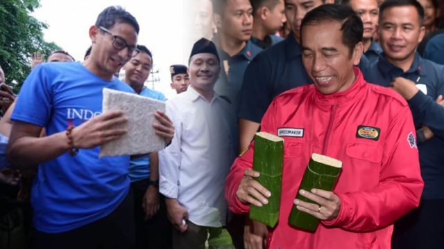 Melihat gaya Sandiaga Uno (kiri) dan Presiden Joko Widodo belusukan ke pasar. (Foto: dok. istimewa dan Biro Pers Setpres)