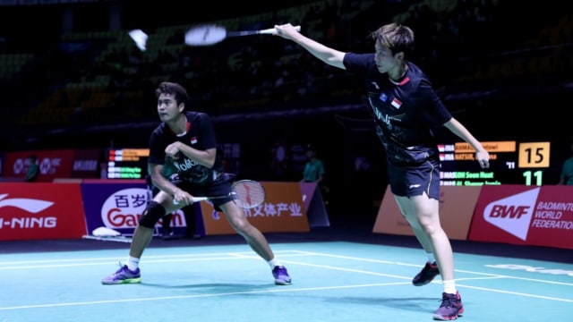 Ganda campuran, Tontowi Ahmad/Liliyana Natsir, di babak pertama Fuzhou China Terbuka 2018. (Foto: Dok. PBSI)