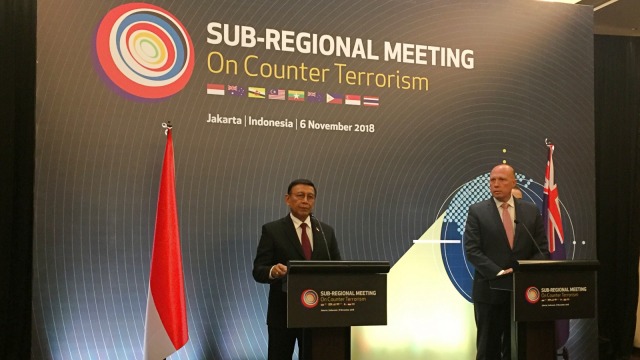 Pemerintah Indonesia dan Pemerintah Australia menyelenggarakan pertemuan Sub Regional Meeting on Counter Terrorism (SRM on CT) di Hotel Fairmont, Senayan, Jakarta Pusat, Selasa (6/11/2018). (Foto: Darin Atiandina/kumparan)