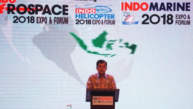 Wakil Presiden Jusuf Kalla membuka Indodefence Expo & Forum 2018 di JI-Expo Kemayoran, Jakarta, Rabu (7/11). (Foto: Nugroho Sejati/kumparan)