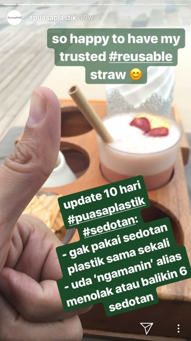 Postingan Arifin Putra puasa plastik (Foto: Instagram Story @arifinputra_)