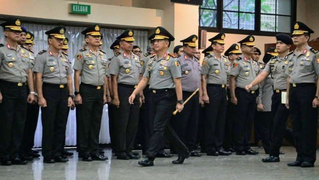 Jenderal Kapolri Tito Karnavian dalam upacara kenaikan pangkat golongan Pati Polri di Rupatama Mabes Polri, Jakarta, Kamis (8/11).
 (Foto: Nugroho Sejati/kumparan)
