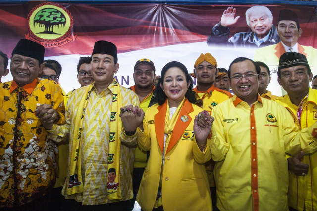 Titiek Soeharto saat pindak ke Partai Berkarya. (Foto: Antara Foto/Andreas Fitri A.)