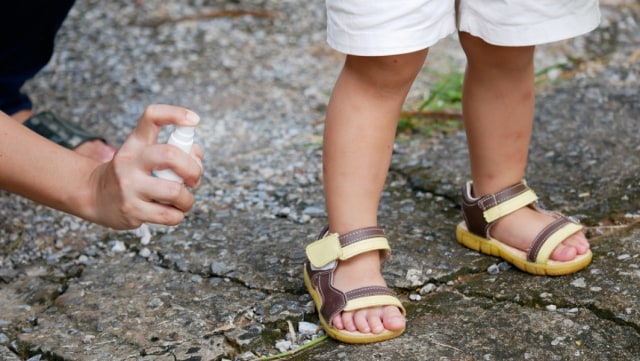 Semprot atau oleskan produk anti serangga di kaki dan lengan saja (Foto: Shutterstok)