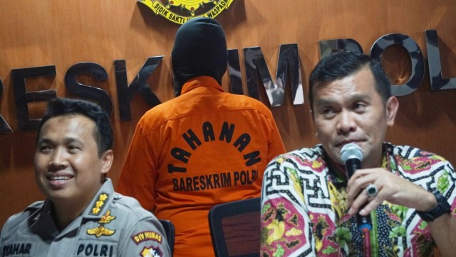 Konferensi pers terkait kasus peretasan website di Bareskim Polri, Cideng, Jakarta, Jumat (9/11/2018). (Foto: Fanny Kusumawardhani/kumparan)