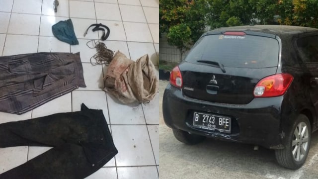 Barang bukti pembunuhan driver taksi online di Pasar Kemis, Tangerang (Foto: Dok. Polresta Tangerang)