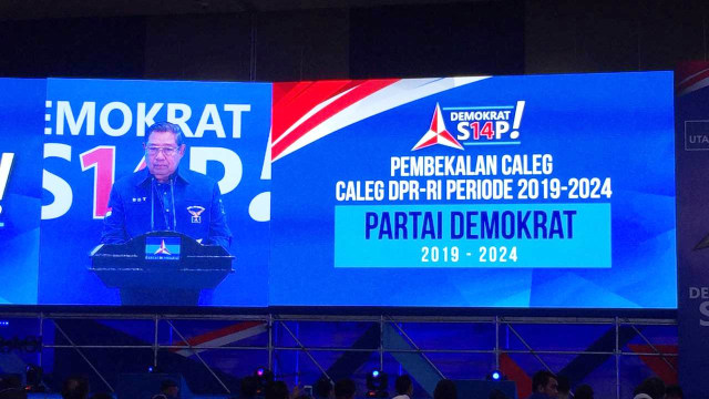 SBY di pembekalan caleg Partai Demokrat. (Foto: Ricad Saka/kumparan)