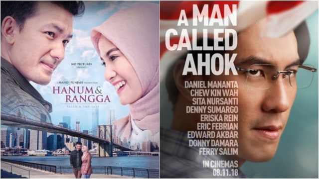 Film 'Hanum & Rangga' dan 'A Man Called Ahok' (Foto: www.21cineplex.com)