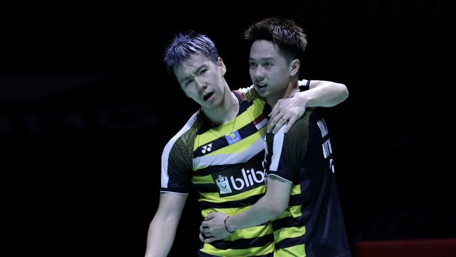 Marcus Fernaldi Gideon/Kevin Sanjaya Sukamujo juara di Fuzhou China Terbuka 2018 BWF Super 750. (Foto: Dok. PBSI)