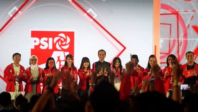 Jokowi di perayaan HUT ke 4 PSI di ICE BSD, Minggu (11/11/2018). (Foto: Irfan Adi Saputra/kumparan)