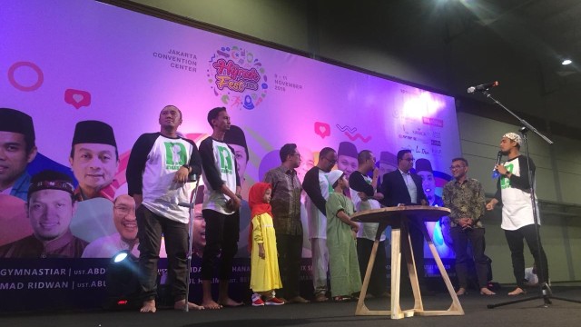 Gubernur Anies Baswedan menghadiri acara Hijrah Fest 2018. (Foto: Mirsan Simamora/kumparan)