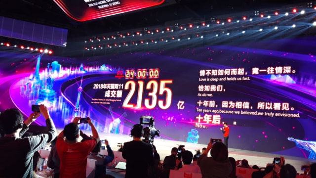 Penutupan 11.11 Global Shopping Festival 2018 tembus di angka RMB 213,5 triliun. (Foto: Amanaturrosyidah/kumparan)