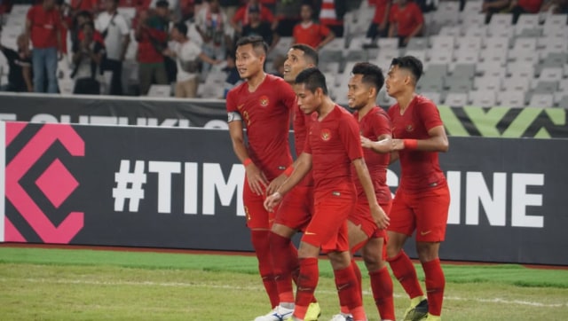 Gol ke 3 tandukan Beto Goncalves, kedudukan menjadi  3-1 Timnas Indonesia vs Timor Leste. (Foto: Helmi Afandi Abdullah/kumparan)
