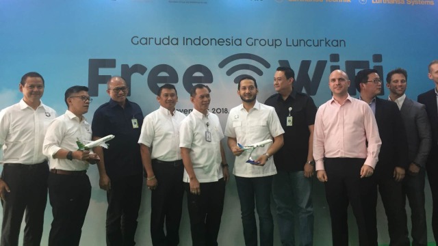 Garuda Indonesia Group luncurkan Free Wifi. (Foto: Gitario Vista Inasis/kumparan)