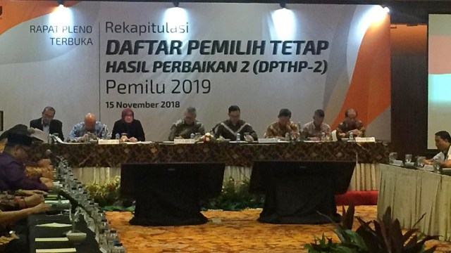 Rapat Pleno Daftar Pemilih Tetap Hasil Perbaikan II di Hotel Borobudur Jakarta. (Foto: Raga Imam/kumparan)