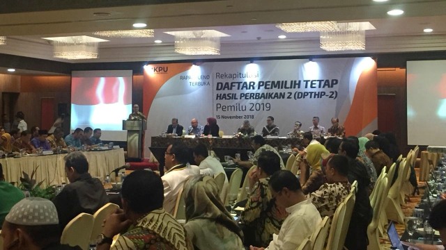 Rapat Pleno Daftar Pemilih Tetap Hasil Perbaikan II di Hotel Borobudur Jakarta. (Foto: Raga Imam/kumparan)