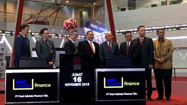 Pool advista finance IPO di gedung BEI, Jumat (16/11/2018). (Foto: Elsa Toruan/kumparan)