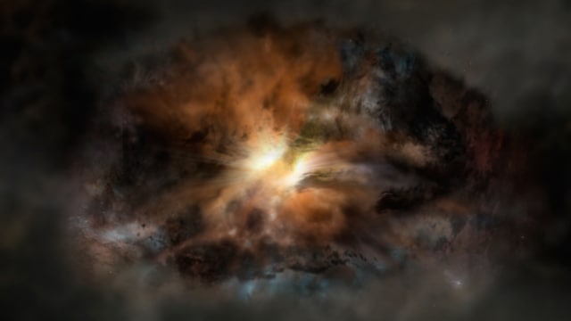W2246-0526, galaksi paling terang di alam semesta (Foto: NRAO/AUI/NSF; Dana Berry / SkyWorks; ALMA (ESO/NAOJ/NRAO))