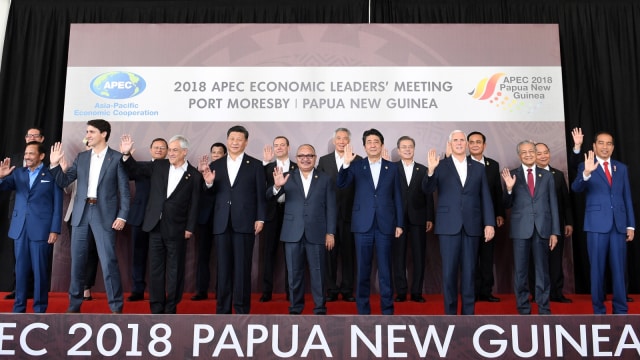Suasana pertemuan para pemimpi selama KTT Kerjasama Ekonomi Asia Pasifik (APEC) di Port Moresby, Papua Nugini. (Foto: SAEED KHAN / AFP)