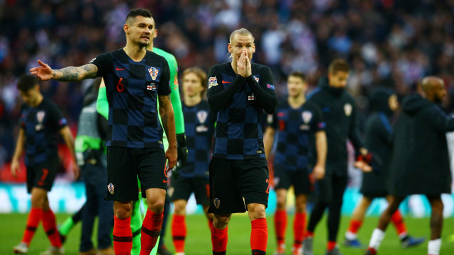 Kekecewaan pemain Kroasia setelah dikalahkan 1-2 oleh Inggris. (Foto: REUTERS/David Klein)