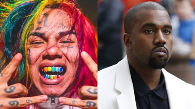Rapper 6ix9ine dan Kanye West (Foto: Instagram 6ix9ine / AFP/Justin Tallis)