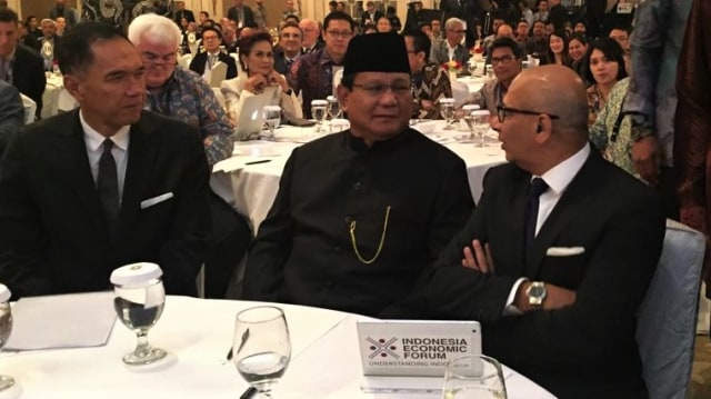 Capres Prabowo Subianto hadiri Indoensia Ekonomi Forum. (Foto: Paulina Herasmirandar/kumparan)