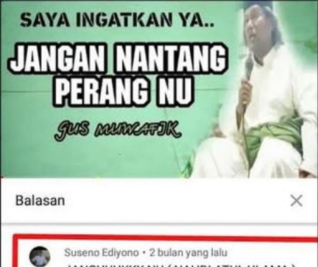 Kades di Tuban Tantang NU dan Banser lewat Komentar di Youtube