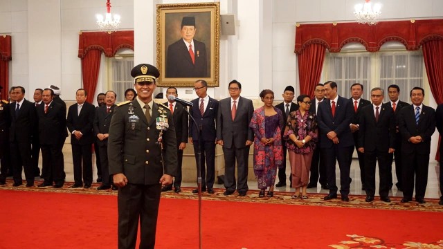 Suasana pelantikan Jenderal TNI Andika Perkasa sebagai KSAD. (Foto: Yudhistira Amran Saleh/kumparan)