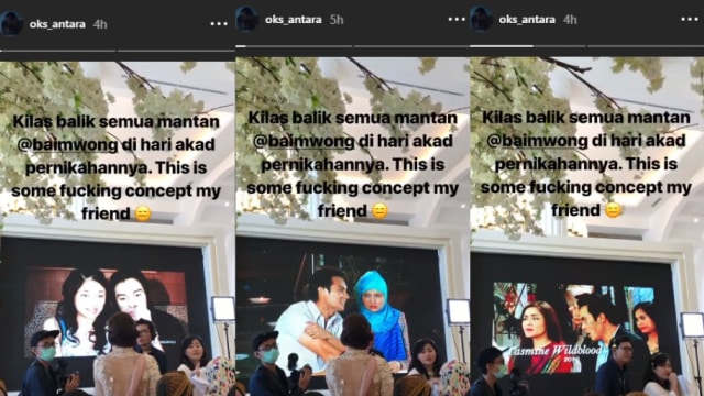 Baim Wong putar video berisi foto-foto mantan pacar di hari pernikahannya. (Foto: www.instagram.com/oks_antara)