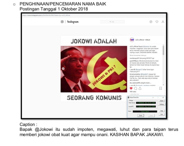Bukti foto hoaks Jokowi PKI. (Foto: Dok. Bareskrim)
