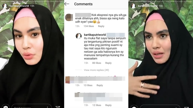 Kartika Putri beri penjelasan soal ekspresi wajahnya ketika di foto. (Foto: Instagram @kartikaputriworld)