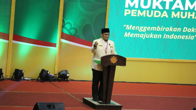 Ketua Umum Pemuda Muhammadiyah Dahnil Anzar Simanjuntak di acara Muktamar XVII Pemuda Muhammadiyah. (Foto: Dok. Pemuda Muhammadiyah)