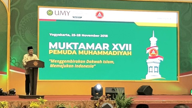 Wakil Presiden, Jusuf Kalla, membuka Muktamar XVII Pemuda Muhammadiyah di Kampus Universitas Muhammadiyah Yogyakarta. (Foto: Dok. Setwapres)