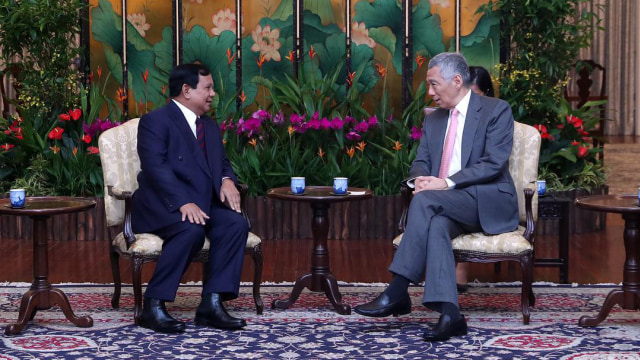 Calon Presiden nomor urut 02, Prabowo Subianto bertemu dengan Perdana Menteri Singapura, Lee Hsien Loong. (Foto: Dok. Tim Media Prabowo)